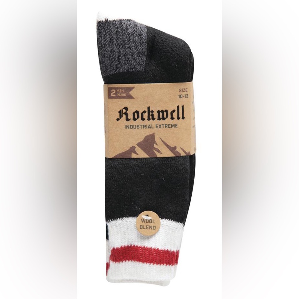 Rockwell Men's Black 10-13 Boot Socks - 2 Pairs NWT